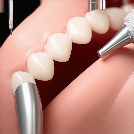 Dentist using digital tools for precise crown fitting in a modern clinic