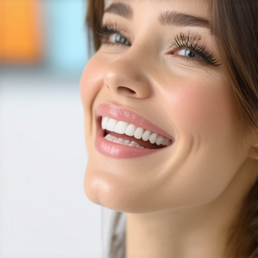 A patient consulting with a dentist using digital imaging technology for smile design.
