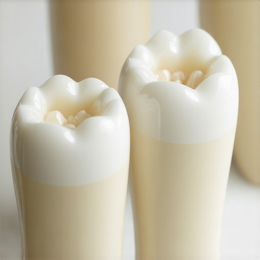 Close-up of zirconia dental crowns illustrating strength and natural appearance.
