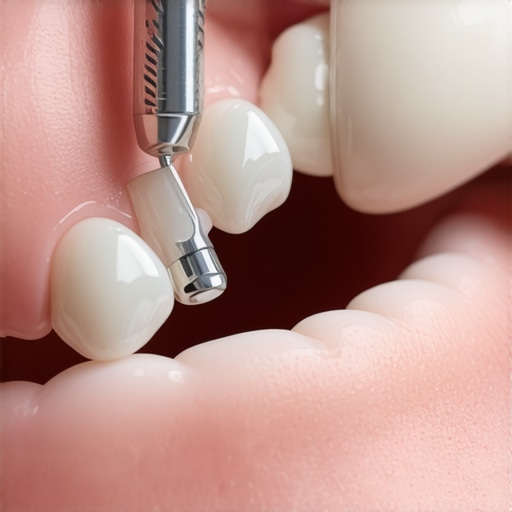 Dentist placing a zirconia crown on a molar in a clinical setting