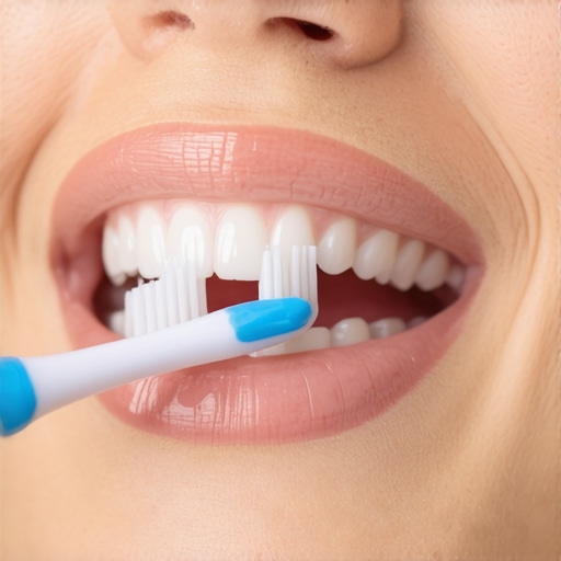 Person brushing teeth carefully with a soft-bristled toothbrush
