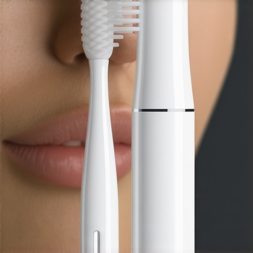 AI dental tools for oral health in 2026 A futuristic AI-powered plaque detection device alongside a micro-precision toothbrush used for oral health