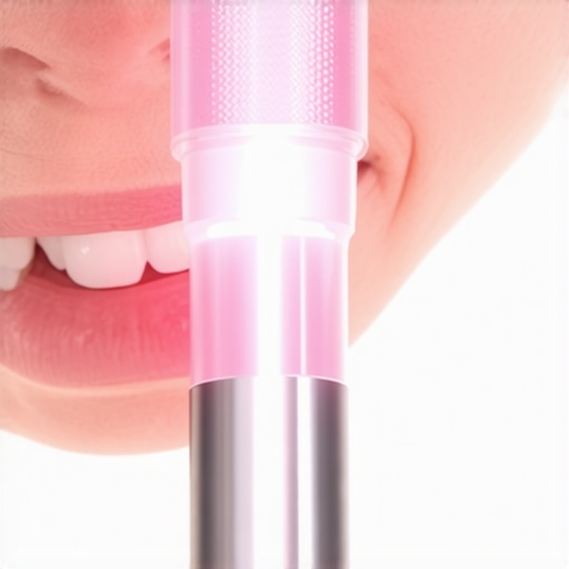 Electric ultrasonic scaler in use for oral hygiene, highlighting precision cleaning tools.