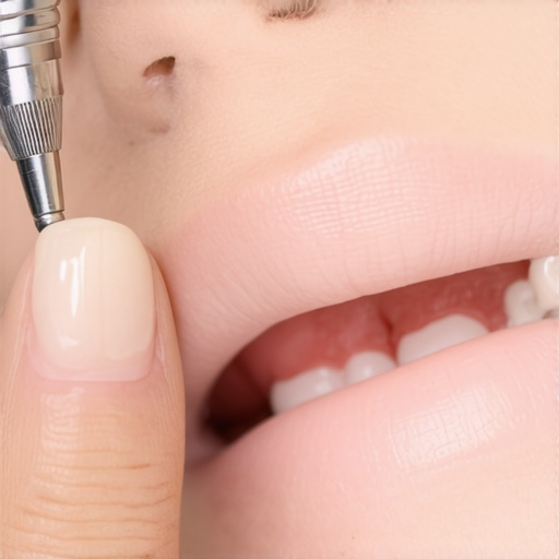 Dentist fitting a crown Close-up of a dental professional placing a crown onto a patient's prepared tooth.
