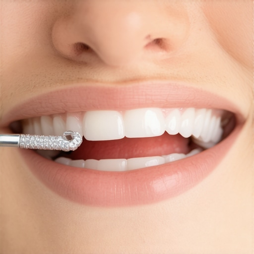 Dental professional placing a zirconia crown onto a patient's prepared tooth