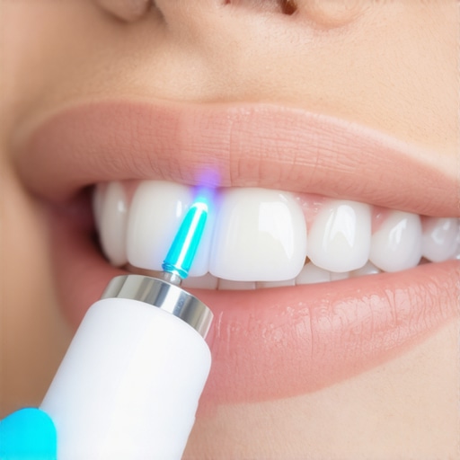 Ultrasonic scaler and air polisher cleaning dental crowns with advanced technology