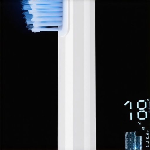 Ultrasonic toothbrush and bio-glass floss ready for use on a bathroom counter
