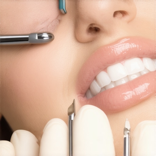Dentist carefully adjusting a patient's crown during a check-up