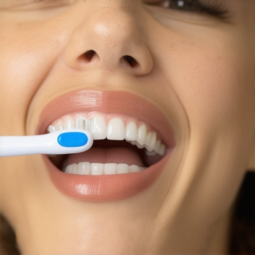 Effective Post-Brushing Routine Person using a timer during teeth brushing for optimal fluoride absorption