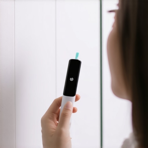 Electric Toothbrush with Smartphone App Person brushing teeth with a smart electric toothbrush connected to a mobile app