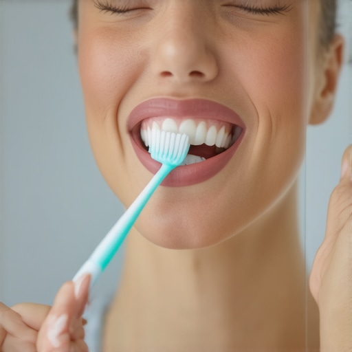 Gentle Toothbrush Technique Soft toothbrush cleaning teeth with gentle circular motions