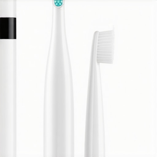 Modern Dental Care Tools An electric toothbrush and water flosser ready for use, highlighting essential tools for maintaining crowns and overall oral health.