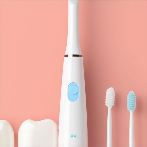 Modern Dental Maintenance Tools Close-up of high-tech toothbrush and water flosser demonstrating advanced dental care equipment