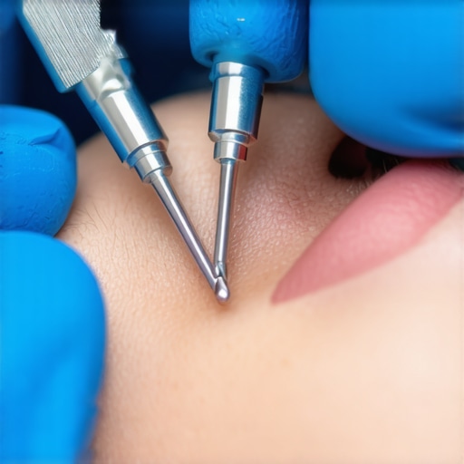 Dentist carefully adjusting a dental crown to ensure perfect fit.