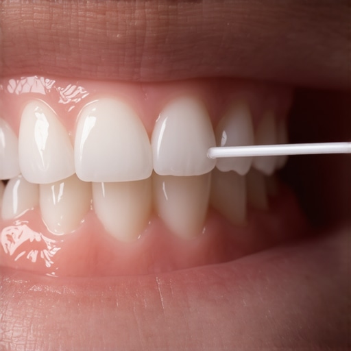 Person flossing teeth properly with dental floss