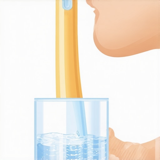 Proper Water Flosser Technique for Healthy Gums Person demonstrating correct water flosser positioning and pressure adjustment