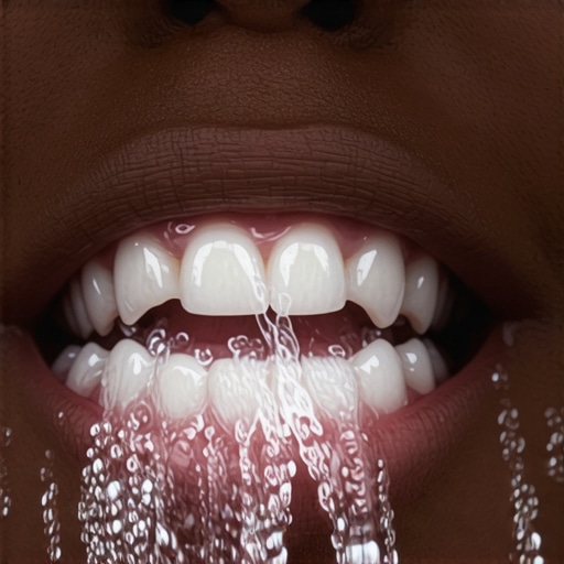 Salt water rinse for gum health Person swishing salt water in mouth to reduce gum inflammation