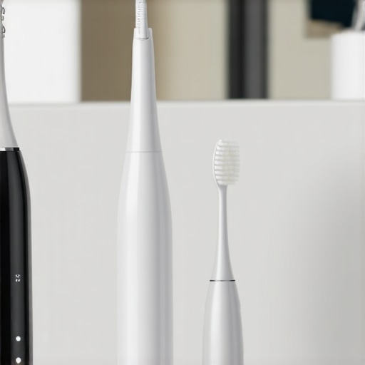 Advanced Dental Maintenance Tools Electric toothbrush and water flosser demonstrating oral care devices for crowns and dental health.