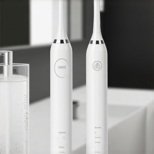 Modern dental care tools including a water flosser and sonic toothbrush