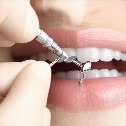 Dental Crown Examination and Care Techniques Dentist inspecting a patient's dental crown using dental tools in a clinic setting.