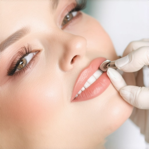 Dentist inspecting a dental crown with a mirror and dental tools during a checkup.