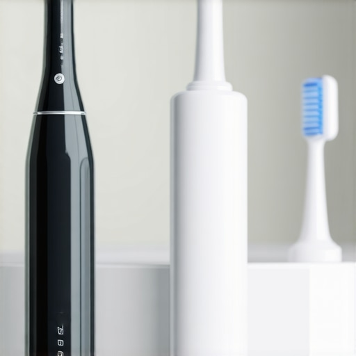 Dental tools for oral health A sonic toothbrush and water flosser ready for use, showcasing essential equipment for maintaining oral hygiene.