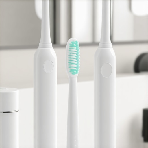 Effective Dental Tools for a Healthy Smile A person demonstrating the use of a water flosser and electric toothbrush for oral hygiene.
