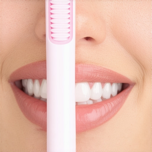 Effective Electric Toothbrush in Action A high-tech electric toothbrush cleaning teeth efficiently with a replaceable brush head.