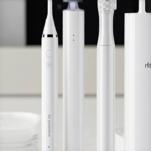 High-Tech Dental Tools for Maintenance Sonic toothbrush and water flosser on a bathroom counter