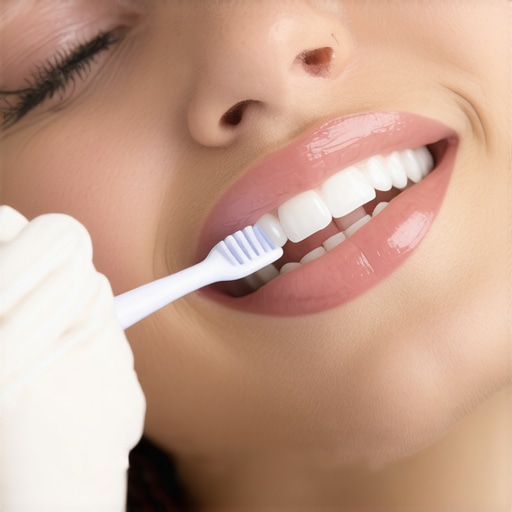 Person brushing their dental crown with a soft toothbrush