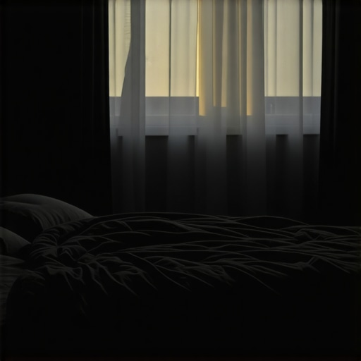 Sleep-friendly bedroom setup A cozy bedroom with blackout curtains and minimal noise for better sleep