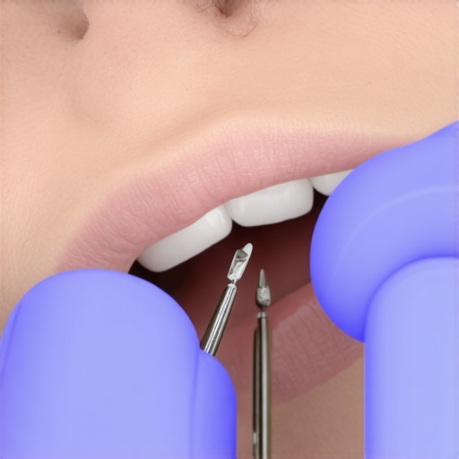 Dental Inspection of Loose Crown Dentist examining a loose dental crown during a checkup