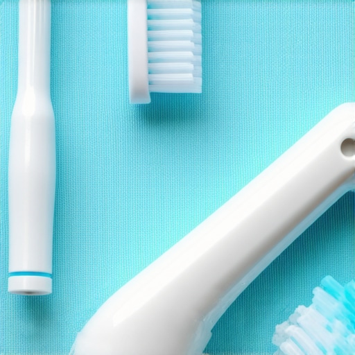 Electric toothbrush and interdental brushes used for cleaning around dental crowns.