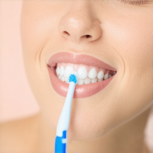 Person brushing teeth carefully with a soft toothbrush to prevent enamel damage