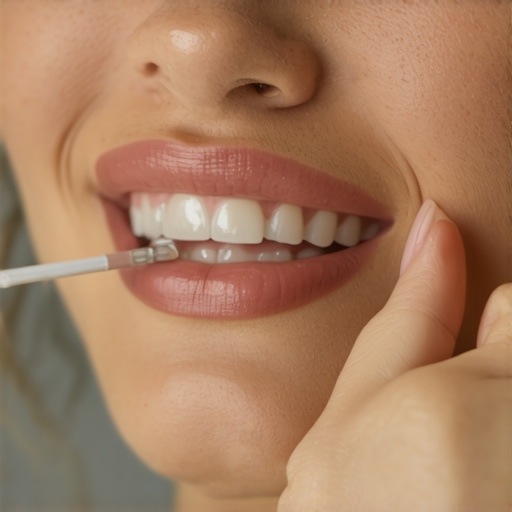 Person flossing with a soft, waxed dental floss to soothe sensitive gums