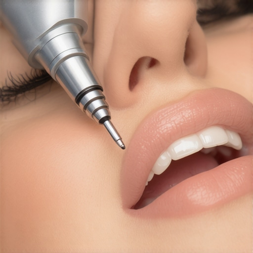 Professional Crown Care Tool in Action Dentist using ultrasonic scaler to clean a dental crown during a professional procedure