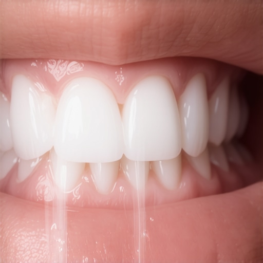 A person demonstrating how to properly use a water flosser on teeth
