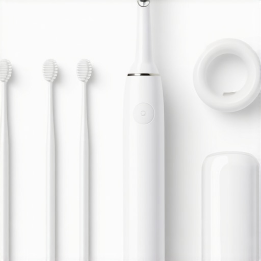 Close-up of a smart electric toothbrush connected to a smartphone app, demonstrating modern oral hygiene technology.
