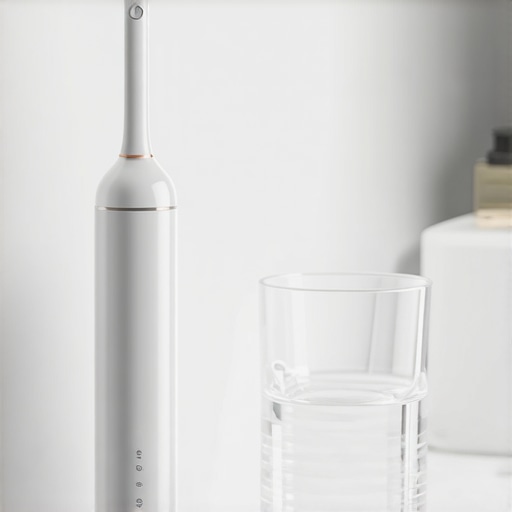 Electric toothbrush and water flosser on a bathroom counter representing modern oral care routines.