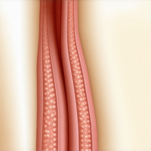 A detailed clinical view of the margin where a dental crown meets the gum line, illustrating bacterial accumulation.