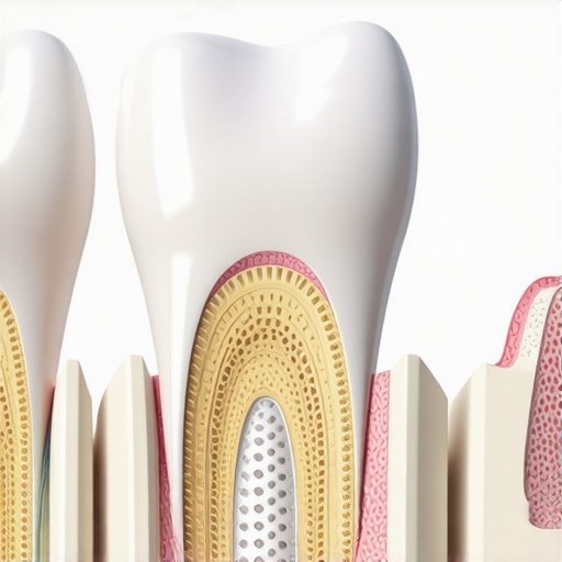 Detailed anatomical cross-section showing how a dental crown attaches to a natural tooth and the importance of gum health.