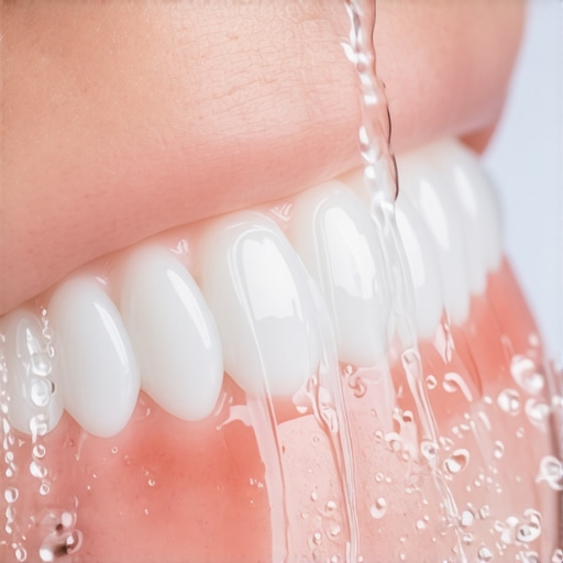 Close-up of a person using a soft toothbrush to clean a clear plastic retainer properly