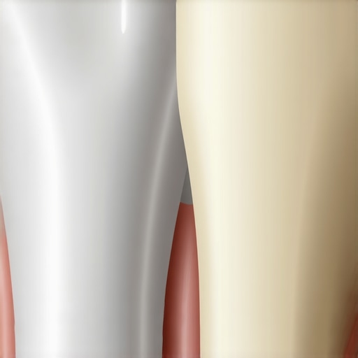 A detailed view showing the critical margin where a dental crown meets the gum tissue.