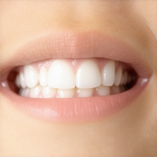 A child's smile showing the natural color difference between primary and adult teeth.