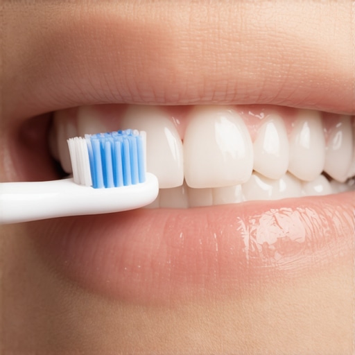 Close-up showing the 45-degree brushing technique to clean the gum sulcus and reduce swelling.