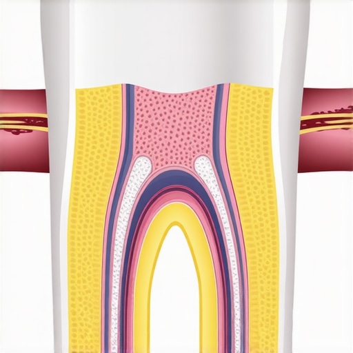 Cross-section of tooth sensitivity anatomy Diagram showing dental tubules and enamel thinning causing cold air sensitivity in teeth.