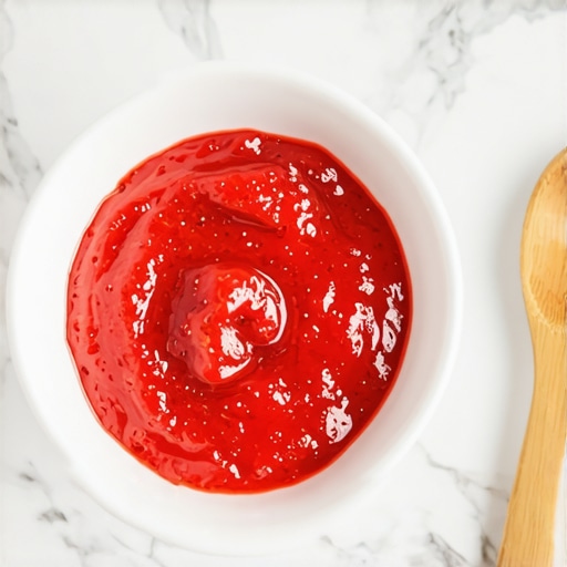 A natural strawberry and baking soda teeth whitening paste in a bowl.