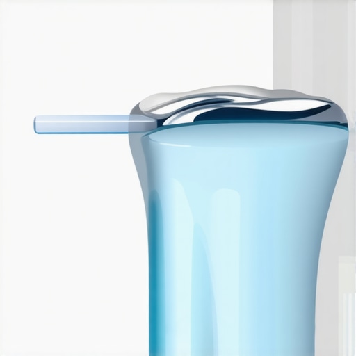 A water flosser cleaning the margin of a dental crown to prevent decay.
