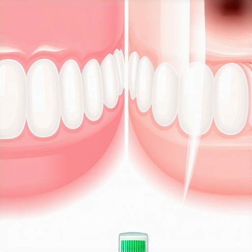 Close-up showing the effects of abrasive toothpaste on tooth enamel versus healthy tooth structure.