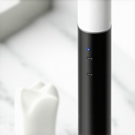 Electric toothbrush and night guard on a bathroom counter